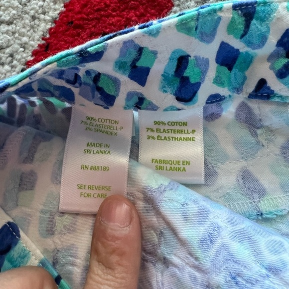 Lilly Pulitzer Blue Green Mosaic Silk Fit Ankle Pants - Picture 4 of 4